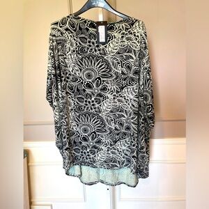 Bryn Walker NWT Debo Tunic Oversized Batwing Green black Dolman top shirt XL